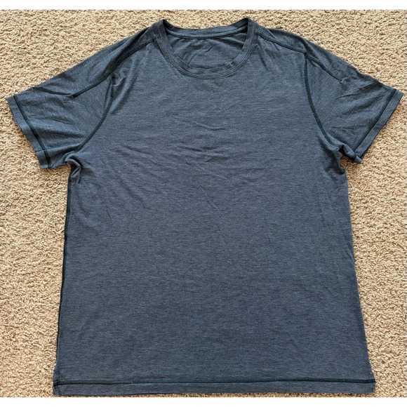 lululemon athletica Other - Lululemon Men's Blue Gray Jersey Crew Neck Short Sleeve Logo T-Shirt XL